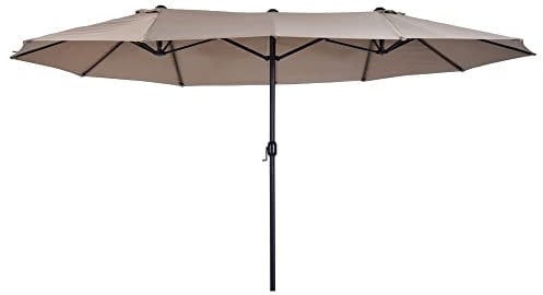 Outsunny Sombrilla Doble 4,55x2,65 m Sombrilla Terraza Exterior con Manivela Manual Resistente al Agua y Protección Solar Sombrilla Grande para Terraza Playa Piscina Café