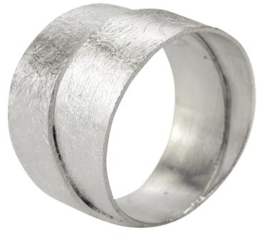 SILBERMOOS Damen Ring Bandring Schmiedering doppelter Ring zwei Schienen zweifach gebürstet Sterling Silber 925, Größe:54