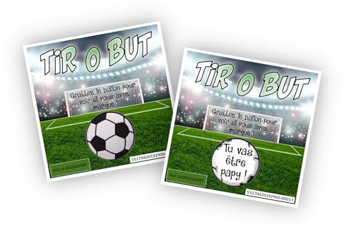 Carte à gratter personnalisable - Message au choix - Annonce originale grossesse ou événement - Modèle ticket de jeu Chance (Football)