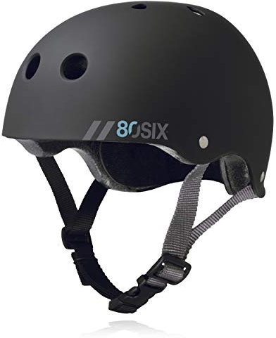 80Six Dual Certified Kids Skate Helmet for Boys/Girls Ages 5 to 14+ Triple Comfort & Protection - Perfect for Roller Skates, Bike, Scooter, BMX, Skateboard, Bike Helmet (Black Matte, Age 5+)