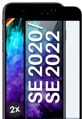 moex CurveProtect für iPhone SE (2020/2022) Panzer Schutzglas, Full Screen Schutzfolie randlos, ganzer Bildschirm komplett abgedeckt, Panzerfolie Curved 3D Glas Folie, Schwarz 2 Stück