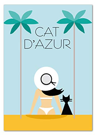 Bild, Poster, Kunstdruck, Frankreich, Küchenbild, Cote D'Azur, St. Tropez, French, Deko,CAT D'AZUR, handgezeichnet, ohne Rahmen