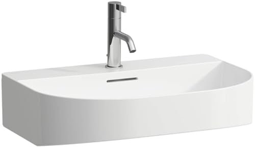 Laufen Sonar Aufsatzwaschtisch, 3 Hahnlöcher, mit Überlauf, 600x420mm, geschliffen, H816342, Farbe: Weiß mit LCC