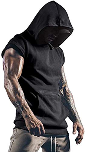 Cabeen Uomo Bodybuilding Felpa con Cappuccio da Palestra Fitness Canotta Sportivi Maglia Senza Maniche Gym Tank Top con Tasche