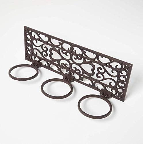 HOMESCAPES Jardinière murale extérieur en fer forgé avec support pour 3 pots de fleur
