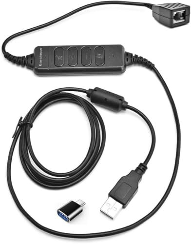 EARSINGER USB A to RJ9 Adapter Compatible for Plantrooniccs Jabrao and Sennheisero Wireless DECT Headsets CS520 510 8200 W740 Voyager Legend B235 B335 Headset to Connect to A SAVI | USB-A