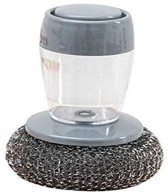 Roexboz 2 IN 1 Soap Dispenser Palm Brush, Kitchen Soap Dispenser Palm Brush Multifunctional Press Cleaning Brush, Steel Dish Scrubber Soap Dispensing Steel Brush