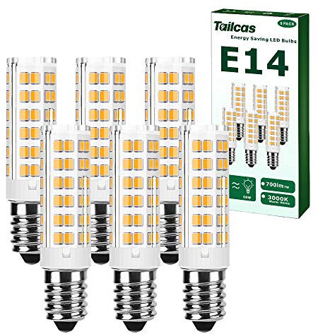 E14 LED Light Bulb Cooker Hood Bulbs, 7W E14 Bulb Warm White 3000K(40W 65W Halogen Equivalent), No Flicker Not Dimmable AC230V, 700LM SES Small Edison Screw in Light Bulbs for Home Lighting,6 Pack