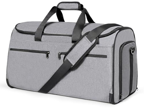 Carry on Kleidersack für Geschäftsreisen, Bukere wandelbare Reisetasche mit Schuhfach, wasserabweisend, 2-in-1 Weekender Anzug Tasche für Männer Frauen, grau, Kleidersack für Reisen
