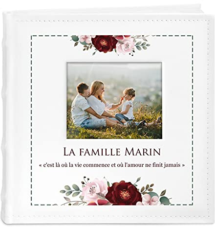 Maverton Album photo à pochettes, Album Photo à personnaliser | Avec une poche ouvrable sur la couverture, Cadeau pour chaque couple, Livre photo pour le mariage imprimé, famille