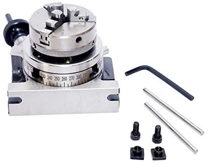 RAHISH TOOLS 80 mm Fräs-Drehtisch + 65 mm selbstzentrierendes Bohrfutter + Rückplatte und T-Muttern