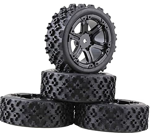 F Fityle Vorderrad Reifen Räder 12mm Hex Nabe für WLtoys 144001 124018 124019 1/10 1/14 1/16 1/18 Off Road Buggy - Schwarz