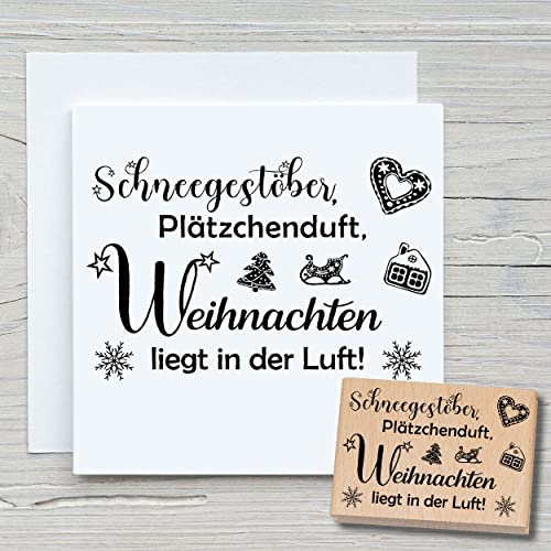 NEWSTAMPS Stempel Schneegestöber Motivstempel aus Holz & Gummi zum Karten und Geschenke basteln, Holzstempel für Weihnachten, Weihnachtskarte, Winter, Scrapbook, Textilstempel, Deko, Freunde