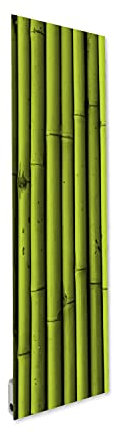 ILO/Radiateur Électrique Rayonnant Mural /500W /+28 Motifs, Design Unique/Extra Plat Verre Trempé /IP44 / Vertical & Horizontal/Programmable, Éco, Silencieux/Made In France/Bambous Droits
