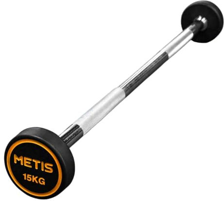 METIS Rubber Barbell Weights [10kg - 45kg] - Professional Grade Barbells for Full Body Workouts | Ideal for Gyms & Home Workouts (15kg)