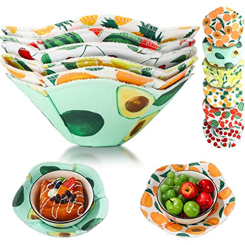 6 Pieces Microwave Bowl Holders Fruit Pattern Safe Hot Soup Holder Cotton Heat Resistant Bowl Cozy Multipurpose Food Dish Pads Potholders for Rice and Pasta Bowls Home Kitchen Supplies