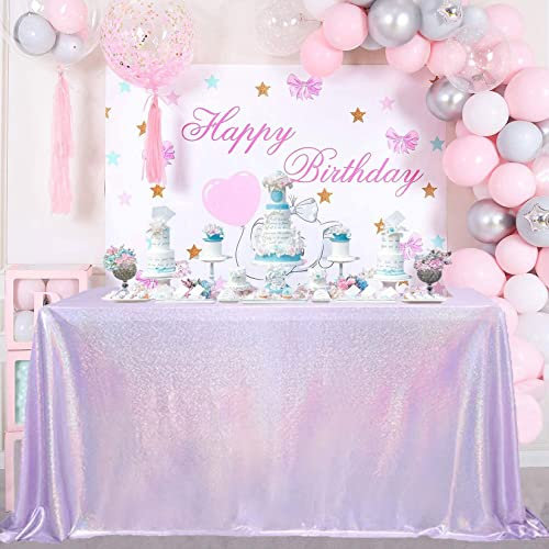Tovaglia rettangolare in tessuto glitterato color lavanda, 139 x 260 cm, tovaglia olografica lilla, per eventi di laurea, tovaglia con paillettes, per decorazioni di compleanno e festività
