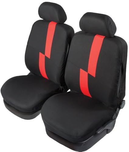 Start Paar Vordersitzbezüge Flash Red Universal Elastic Comfort Kopfschutz für Erwachsene schwarz