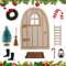 Wichteltür, 10 Wichteltür Weihnachten Set, Wichteltür mit Zubehör, Miniatur Wichtel Set, Wichteltür Zubehör Enthält Holztür Öllampe, Teppichdecke, Weihnachtsbaum, Dekokranz für Miniatur Möbel, etc