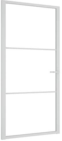 vidaXL Innentür Modernes Design Glastür Komplettset Zimmertür Tür Drehtür Wohnungstür mit Montagezubehör 102,5x201,5cm Weiß ESG-Glas Aluminium