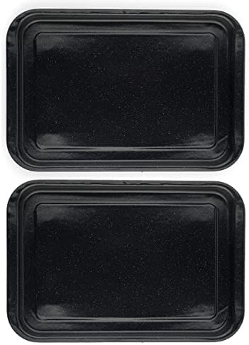 Russell Hobbs COMBO-8316A Baking Tray Set of 2 - Vitreous Enamel Coated Steel Oven Tin, Easy Clean, for Roasting/Baking, Cookies, Durable Flat Baking Pan, Romano Collection, Black, 36 cm