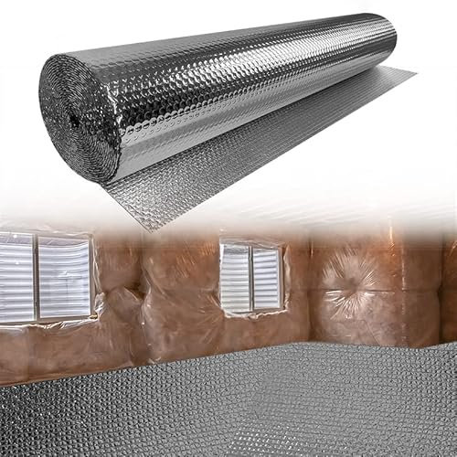 YUENFONG 1 x 15m Isolierfolie Thermofolie, Doppelte Luftpolsterfolie aus Aluminium, Dämmfolie Reflexionsfolie Thermofolie Dicke ca. 3-4mm Isolierungsfolie, für Böden, Fenster