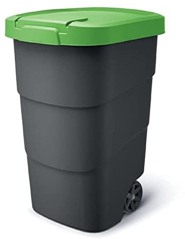 Prosperplast Wheeler - Cubo de basura con ruedas y tapa (110 L), color verde