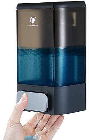 CHUANGDIAN Dispenser Sapone Muro Manuale 1000 ML, Dispenser Sapone Liquido per Cucina Bagno Doccia Shampoo Bagnoschiuma Ristoranti Hotel Ospedali Studi Professionali Palestre,Senza Pugni, Grigio