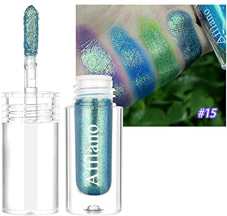 Multichrome Lidschatten Glitzer Flüssig, Afflano Hochpigmentierter Chamäleon Chrome Lidschatten Glitter Eye Make-Up, Langanhaltender Glitter Lidschatten Flüssige Schimmer