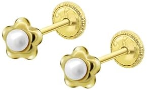 TIME ROAD Orecchini Bambina in Oro 9K LG00287 | Chiusura Sicura a Vite, Bambini, Ideale come Regalo di Comunione o Compleanno
