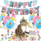 pkinmonut 39 PCS Cat Birthday Decorations,Cat Party Decorations,Cat Cake Toppers,Girl Cat Theme cat balloons Birthday Party Decorations Supplies, Gold (bb023)