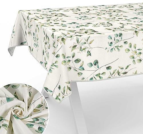Stoff Tischdecke Tischwäsche Textil Tischtuch Baumwolle Polyester Gewebe abwaschbar pflegeleicht, in rund oval eckig Botanika 120x140cm mit Saum (Eingefasst)