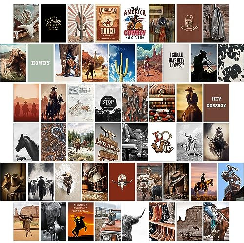 Waschbär Western-Raumdekoration: Südwestliche Wand-Collage-Set, ästhetische Bilder, Westernposter für ästhetische Zimmer, Cowboy-Heimdekoration, Cowgirl-Schlafzimmer-Dekor