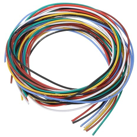 sourcing map Lot de 7 câbles électriques de calibre 20 en silicone 20 AWG - Fil de cuivre étamé flexible - Fil de raccordement haute température - 7 couleurs - 3 m - Pour modèles de voiture