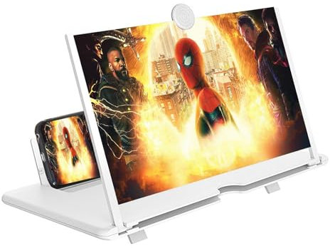Lucerbern 18 Zoll bildschirmlupe für Smartphones,3D-HD-Handy bildschirmlupe,Telefon Bildschirmvergröserung Männer Geschenke,für Filme, Videos, Gaming.(Weiß)