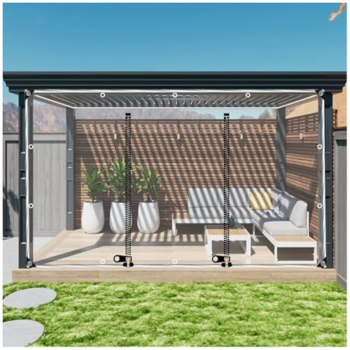Durchsichtige Outdoor-planenvorhänge Mit Reissverschluss, Transparente wasserdichte Planen Zelt Seitenwände Mit Ösen, PVC-planen Regenvorhänge Für Pergola Pavillon Gärten,WxH-3x2.5m/9.8 * 8.2ft