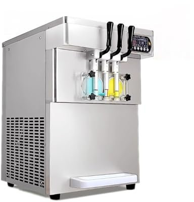 Ice Cream Maker Machine for Home or Commercial,Transparent Body Vertical Commercial Ice Cream Machine Milk Tea Shop Dedicated 3-color Soft Sweet Cone Ice Cream Machine Ice Cream At