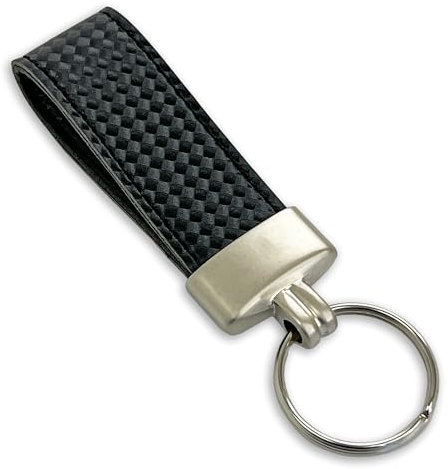 Pubblimania Eleganter Schlüsselanhänger aus Kunstleder mit Ring. Nützlich für Hausschlüssel, Auto, Motorrad, Roller, Tor. Leicht und sehr robust, Typ Kohlenstoff, One size