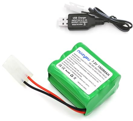 Nvizyeu 7.2v akku, wiederaufladbare batterien aa, 1500mAh nimh akkupack, KET 2P stecker, passend für funkgesteuertes Auto, Elektro spielzeugauto, ausgestattet mit USB ladekabel