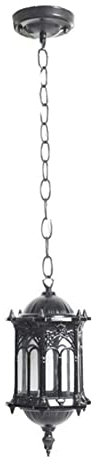 LUOYAOB Modern Pendelleuchte Vintage Antik Outdoor Pendelleuchte Wasserdicht Balkon Treppe Korridor Hängelampe Veranda Terrasse Pavillon Pendelleuchten Landschaft Garten Leuchten (Color : Zwart)
