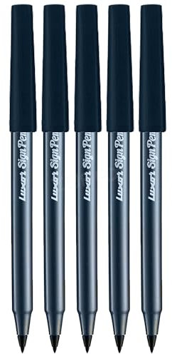 LUXSP Sign Felt Tip Pens, BLACK, Pack of 5, Medium Point (1.0mm), Perfect for Sign Write Draw Sketch Mark Illustrations Calligraphy, iZOFAX Black Ball Pen