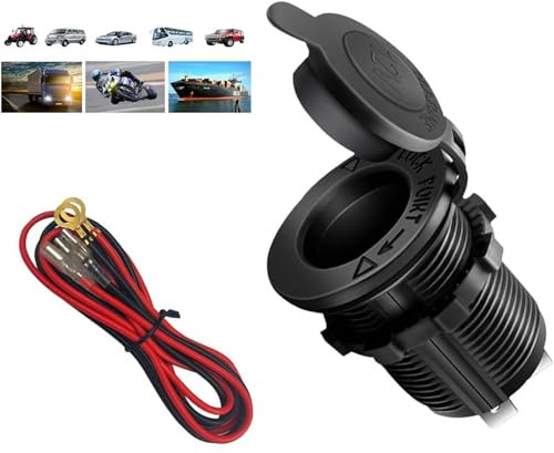 12v Socket, Car Cigarette Lighter, Waterproof Marine Grade 12V/24V DC lighter socket plug Outlet for Boat Motorbike Car