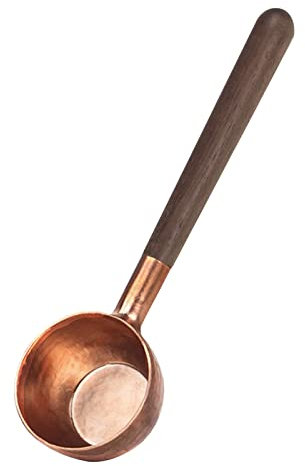 LUDAKE Cuchara medidora de café de cobre con mango de nogal, herramienta para hornear en la