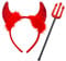 iwiio Halloween Headband, Red Devil Horns and Devil Fork Devil Set, Halloween Costume Photo Props, Red Devil Costume Accessories for Kids Adults