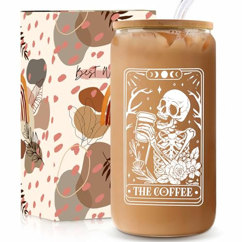 Iced Coffee Glasses, Cute Glass Cups With Lids And Straws-Aesthetic Coffee Bar Accessories-16 Oz Can Shaped Glass Cups- Ideal Gifts For Coffee Lovers, Home Essentials Glass Cups, Cocktail, Smoothies