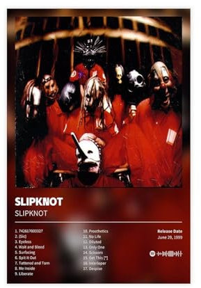 OGTDA Slipknot – Musikalbum, Poster, Leinwand, Poster, Wandkunst, Dekordruck, Bild, Gemälde für Wohnzimmer, Schlafzimmer, Dekoration, ungerahmt, 20 x 30 cm