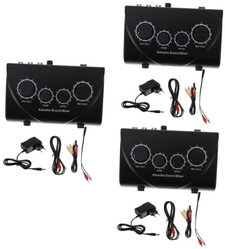 TOYANDONA 3 Set Impastatrice Per Karaoke Mixer Audio Per Karaoke Mixer Di Linea Stereo Miscelatore Da Miscelatore Ktv Mixer Audio a Due Canali Forniture Per Karaoke Black Elettronico