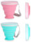 KOLZEMV set di 2 tazze in silicone pieghevoli, Bicchiere Portatile Pieghevole da Viaggio con Coperchio in Plastica, con coperchio in plastica, riutilizzabile, picnic, campeggio, escursionismo