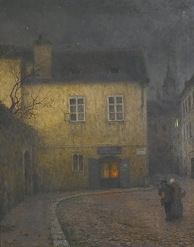 GKAZGQPR Berühmte Gemälde Gemälde Fotodruck Drucken Ölgemälde Eine Straßenecke in Prag von Jakub Schikaneder Bilder Deko Kunstwerk für Wohnzimmerdekoration 60x90cm