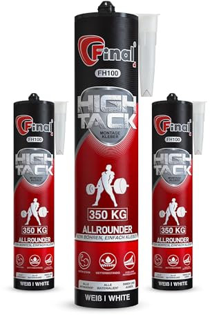 FINAL High Tack Montagekleber - 3 x 527g Kartusche - hochqualitativer Hybrid MS Polymer Baukleber, zuverlässiger Montageklebstoff für perfekte Haftung im Innen- und Außenbereich